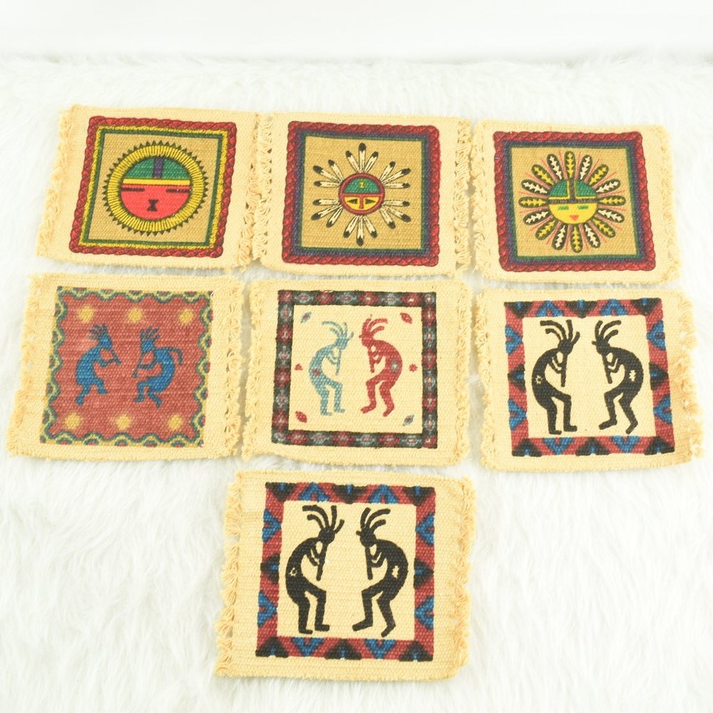 Set of (7) Coasters  or Pot Holders 100% Cotton Stencil